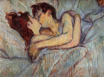 en la cama el beso 1892 Toulouse Lautrec Henri de Pinturas al óleo